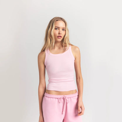 COTTON RIB SCOOP NECK TANK | CHERRY BLOSSOM
