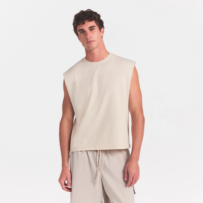 HEAVYWEIGHT COTTON MENS CROPPED MUSCLE TANK | BUFF