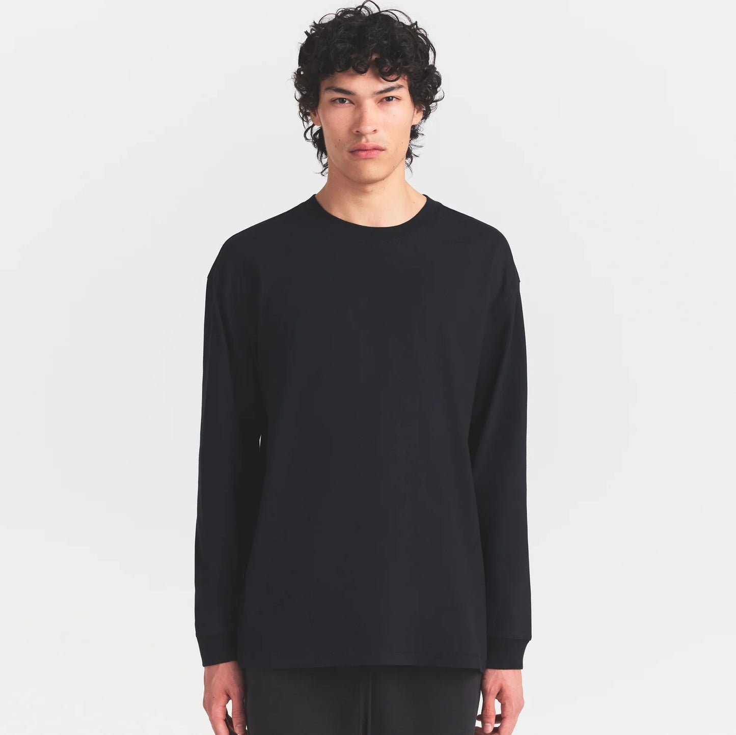 HEAVYWEIGHT COTTON MENS RELAXED LONG SLEEVE T-SHIRT | OBSIDIAN