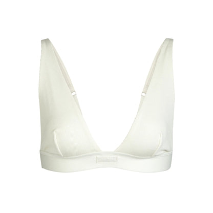 COTTON RIB PLUNGE BRALETTE | BONE