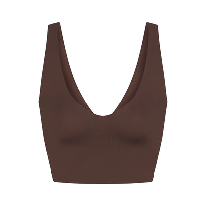NikeSKIMS MATTE V-NECK BRA TOP | DARK SEPIA
