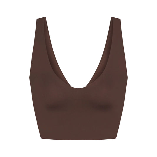 NikeSKIMS MATTE V-NECK BRA TOP | DARK SEPIA