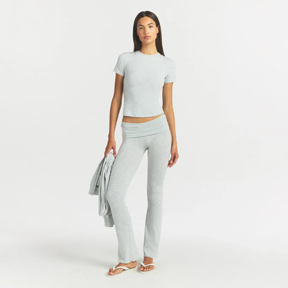COTTON JERSEY FOLDOVER PANT | LIGHT HEATHER GREY