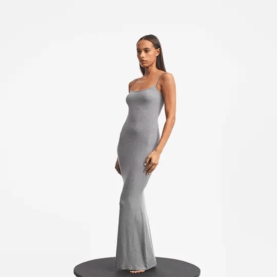 SOFT LOUNGE LONG SLIP DRESS | ONYX