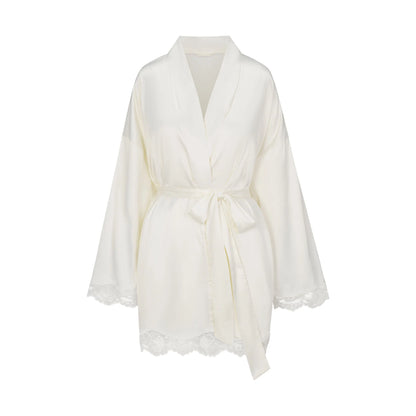 WOVEN SHINE LACE ROBE | IVORY