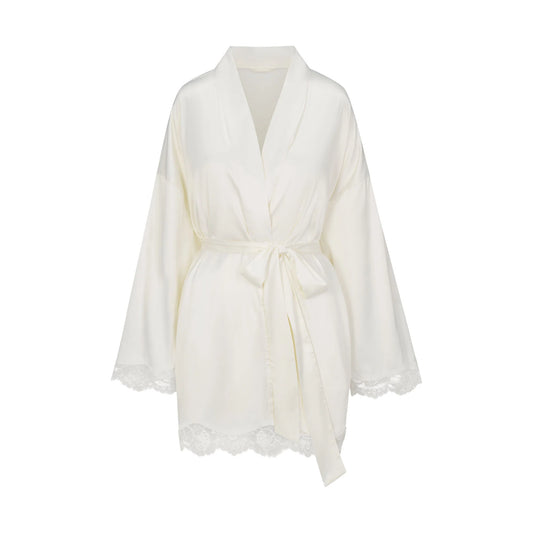WOVEN SHINE LACE ROBE | IVORY
