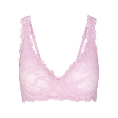 STRETCH LACE UNLINED FULL COVERAGE BRA | BABY PINK
