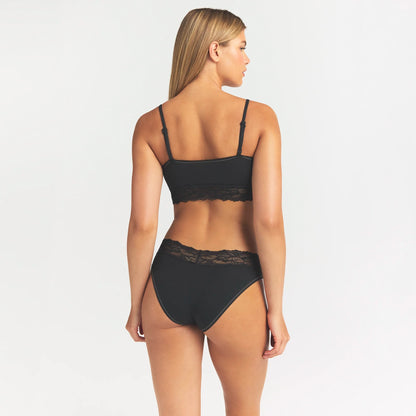 LIGHTWEIGHT COTTON WIDE LACE BRIEF | SOOT TONAL