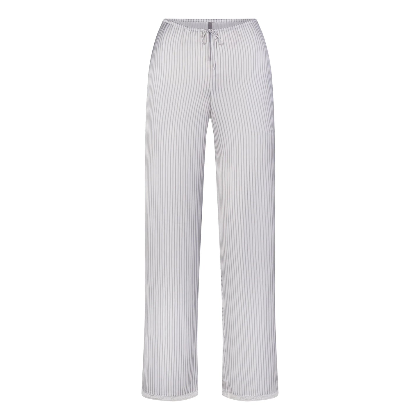 WOVEN SHINE LACE PANT | SILVER TRIPLE PINSTRIPE
