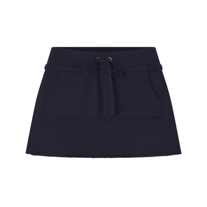 DRAPEY FRENCH TERRY MINI SKIRT | NAVY