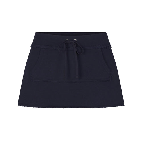 DRAPEY FRENCH TERRY MINI SKIRT | NAVY