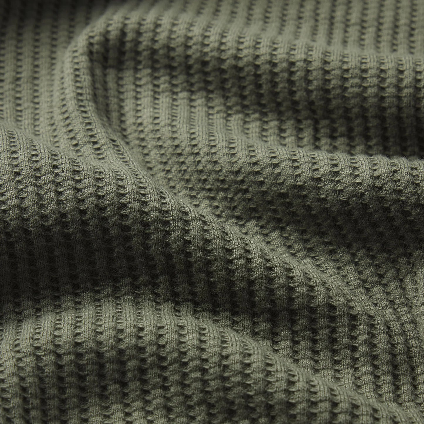 WAFFLE MENS LONG SLEEVE TOP | MILITARY GREEN