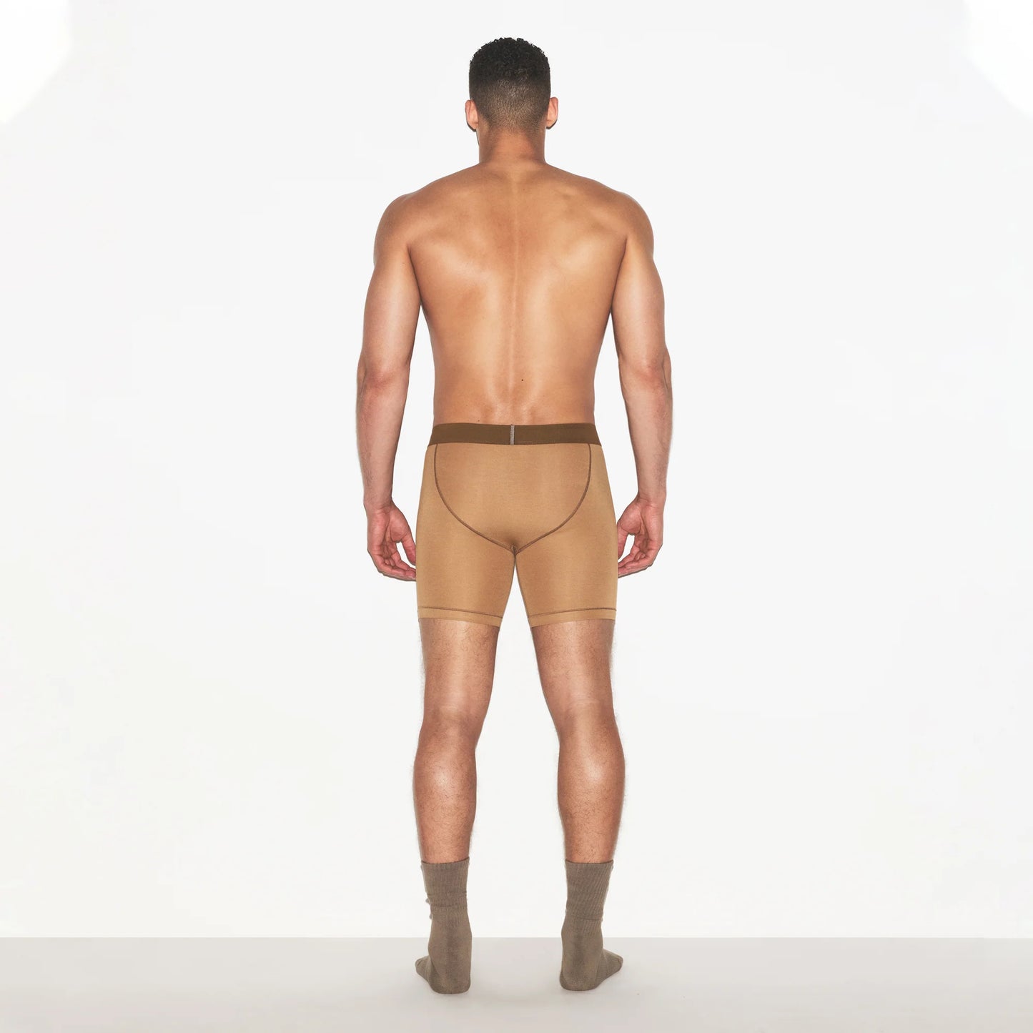 SKIMS COTTON MENS 5" BOXER BRIEF | RUSSET