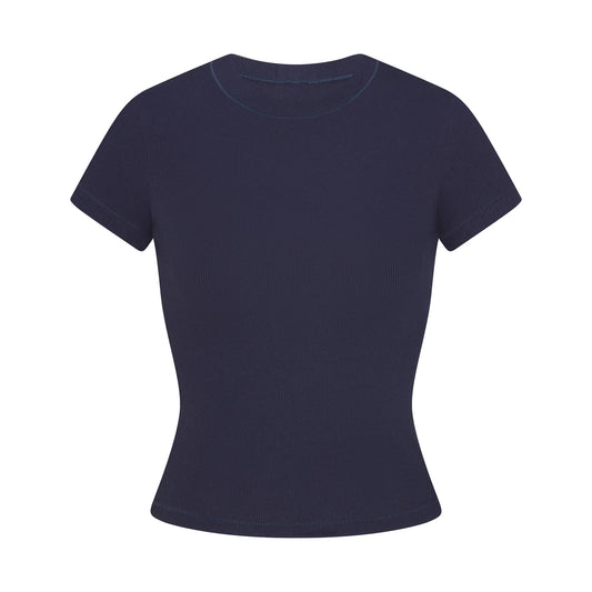 COTTON RIB T-SHIRT | NAVY