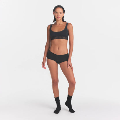 LIGHTWEIGHT COTTON LACE HIPSTER | SOOT TONAL