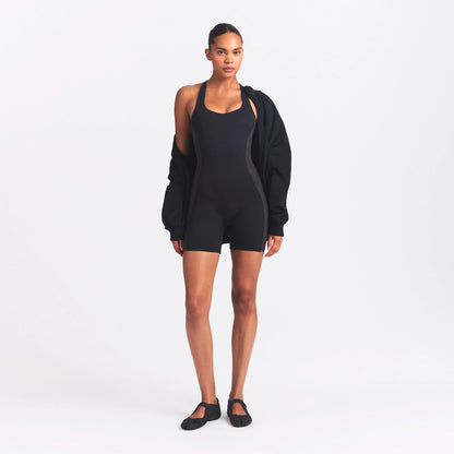 NikeSKIMS MATTE SHINE MIX RACERBACK 5" ONE PIECE | OBSIDIAN AND IGNEOUS