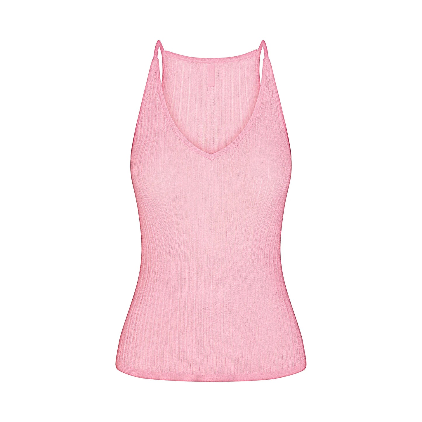 SHEER KNIT PLUNGE TANK | PEONY
