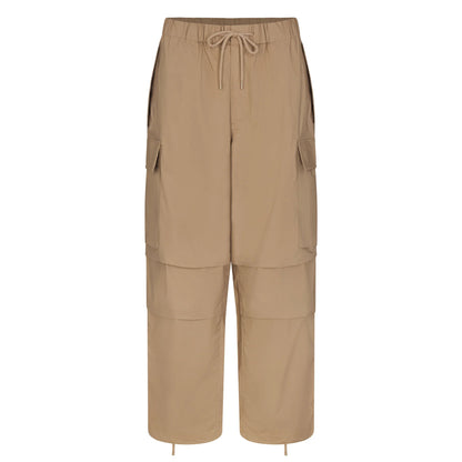 WOVEN COTTON OVERSIZED LOW RISE CARGO PANT | DESERT