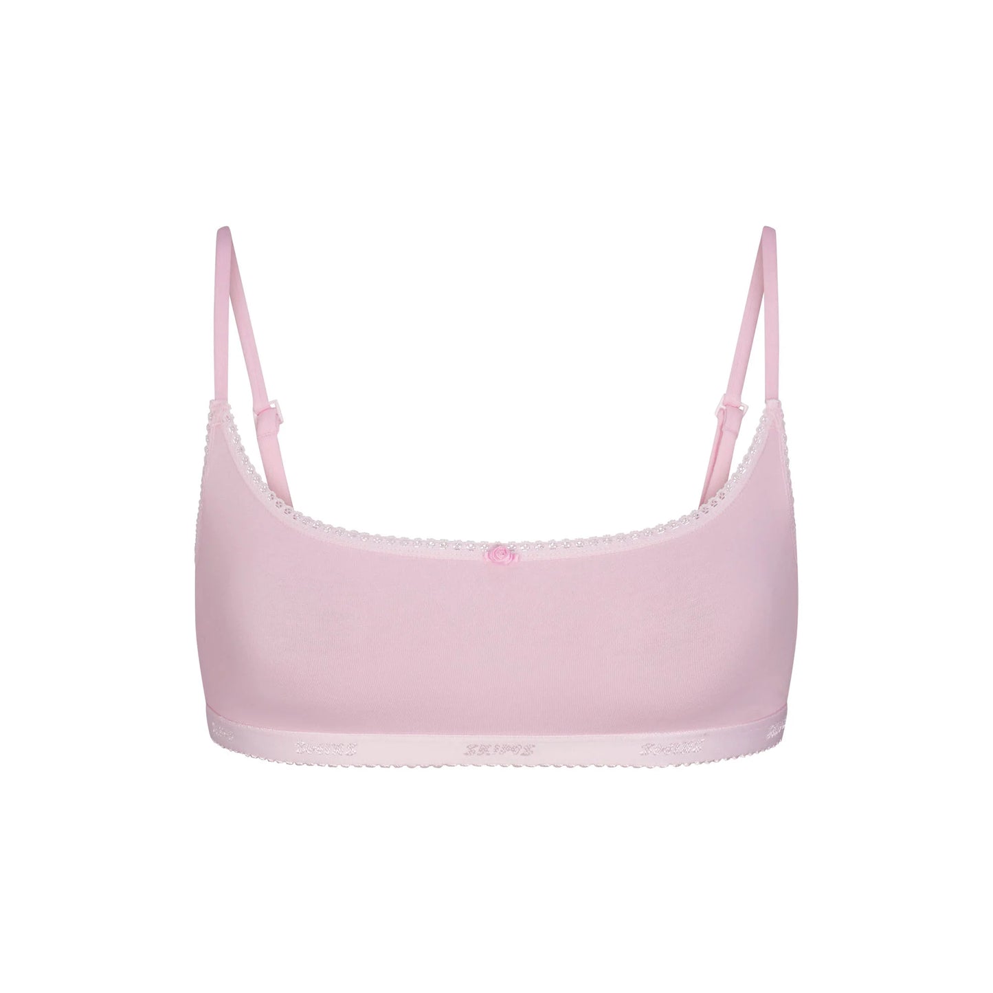 LIGHTWEIGHT COTTON LOGO PICOT SCOOP BRALETTE | PEONY