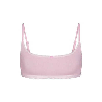 LIGHTWEIGHT COTTON LOGO PICOT SCOOP BRALETTE | PEONY