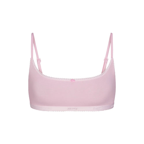 LIGHTWEIGHT COTTON LOGO PICOT SCOOP BRALETTE | PEONY