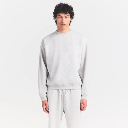 FLEECE LOUNGE MENS RELAXED HIGH CREWNECK | LIGHT HEATHER GREY