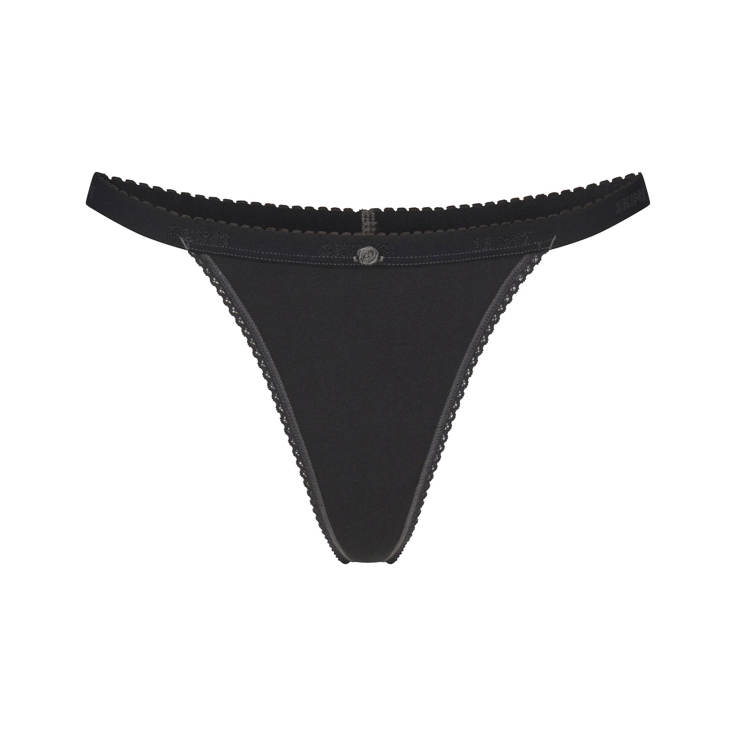 LIGHTWEIGHT COTTON LOGO PICOT THONG | SOOT