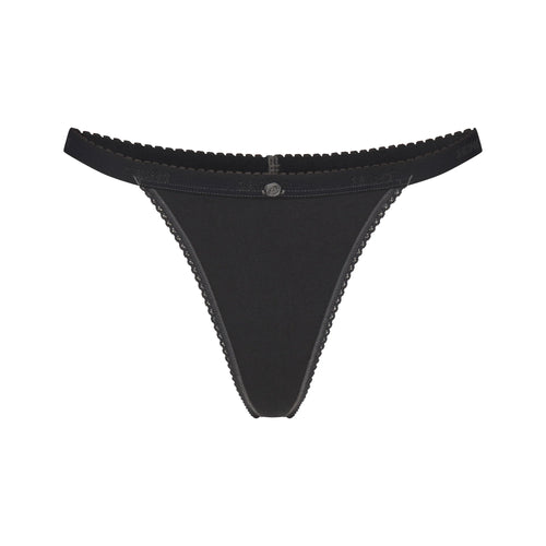LIGHTWEIGHT COTTON LOGO PICOT THONG | SOOT