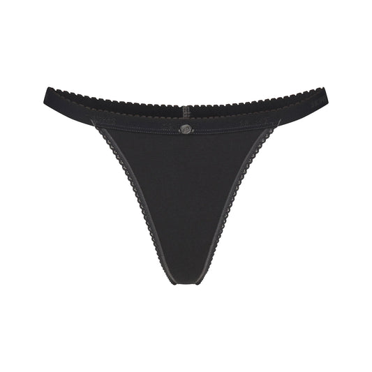 LIGHTWEIGHT COTTON LOGO PICOT THONG | SOOT