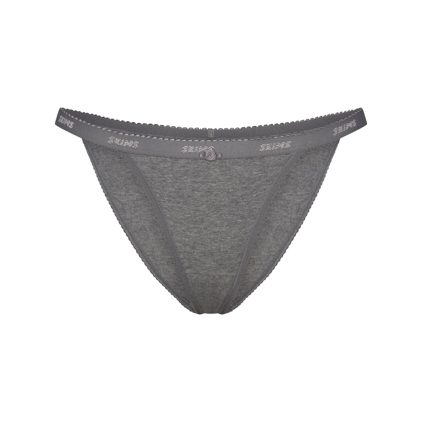 LIGHTWEIGHT COTTON LOGO PICOT STRING BIKINI | DARK HEATHER GREY