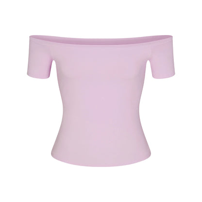 COTTON JERSEY OFF THE SHOULDER TOP | SUGAR PLUM