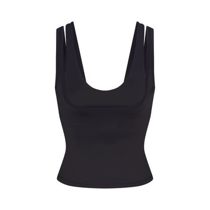 NikeSKIMS MATTE DOUBLE STRAP SCOOP TANK | OBSIDIAN