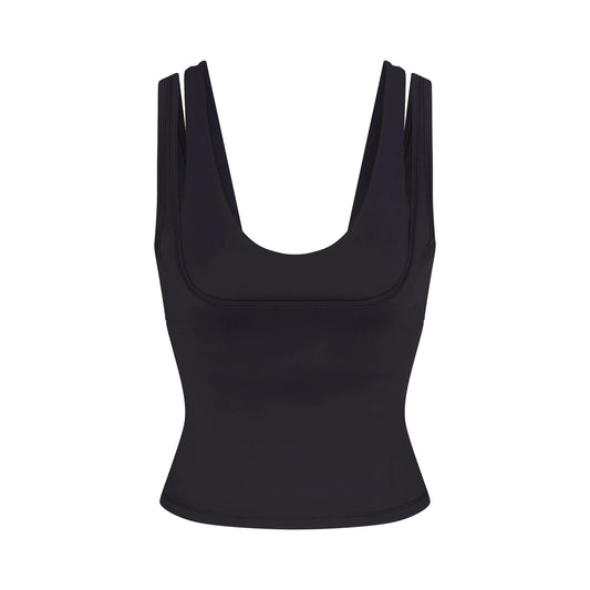 NikeSKIMS MATTE DOUBLE STRAP SCOOP TANK | OBSIDIAN