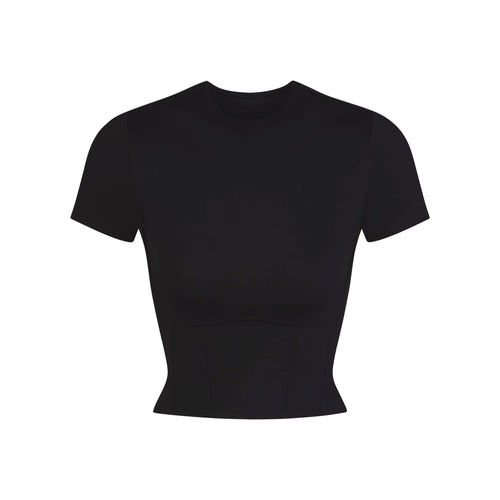 NikeSKIMS MATTE CROPPED CORSET T-SHIRT | OBSIDIAN