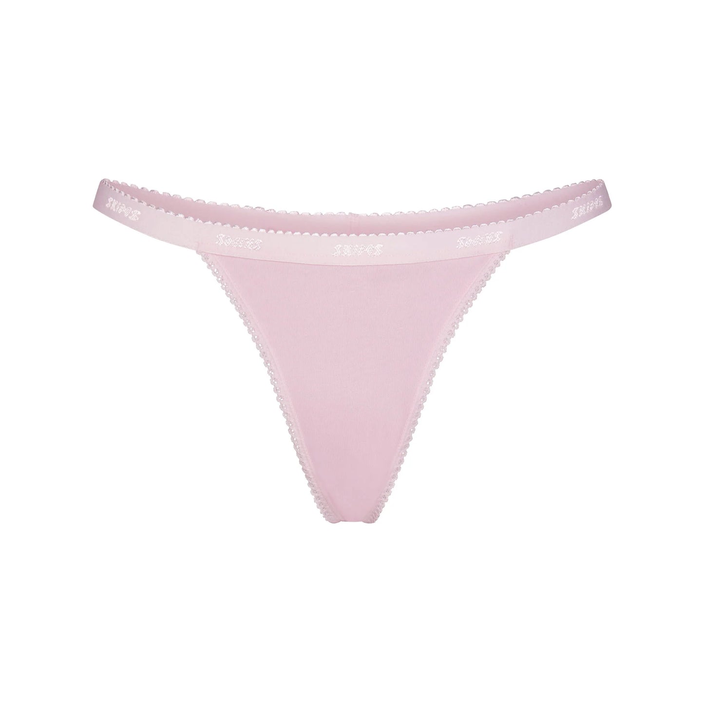 LIGHTWEIGHT COTTON LOGO PICOT THONG | PEONY
