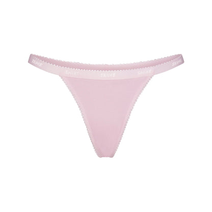 LIGHTWEIGHT COTTON LOGO PICOT THONG | PEONY