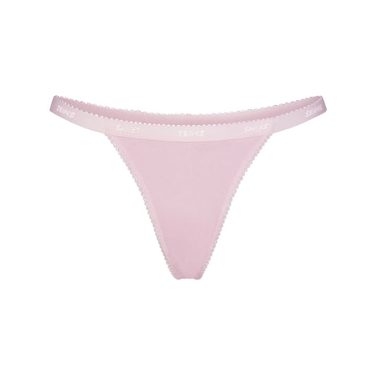 LIGHTWEIGHT COTTON LOGO PICOT THONG | PEONY
