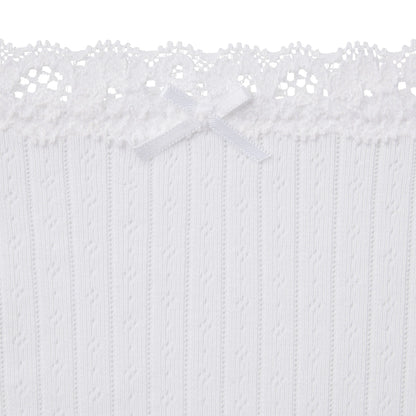 LIGHTWEIGHT COTTON POINTELLE LACE STRING THONG | SNOW