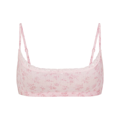 LIGHTWEIGHT COTTON POINTELLE SCOOP BRALETTE | BLOOM DAINTY FLORAL