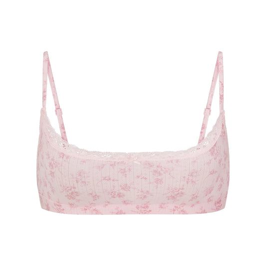 LIGHTWEIGHT COTTON POINTELLE SCOOP BRALETTE | BLOOM DAINTY FLORAL