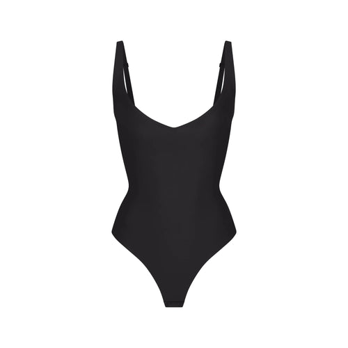 SKIMS BODY CORE SCULPT PLUNGE THONG BODYSUIT | ONYX