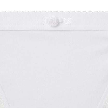 LIGHTWEIGHT COTTON LOGO PICOT STRING BIKINI | SNOW