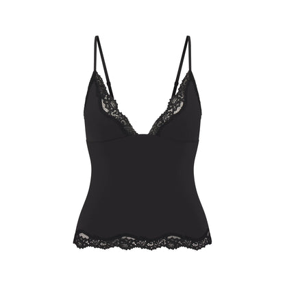 FITS EVERYBODY LACE TRIANGLE CAMI AND BOY SHORT SET | ONYX