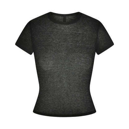 SHEER RIB T-SHIRT | SOOT