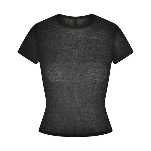 SHEER RIB T-SHIRT | SOOT