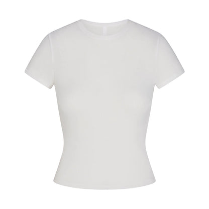 SHEER RIB T-SHIRT | SNOW