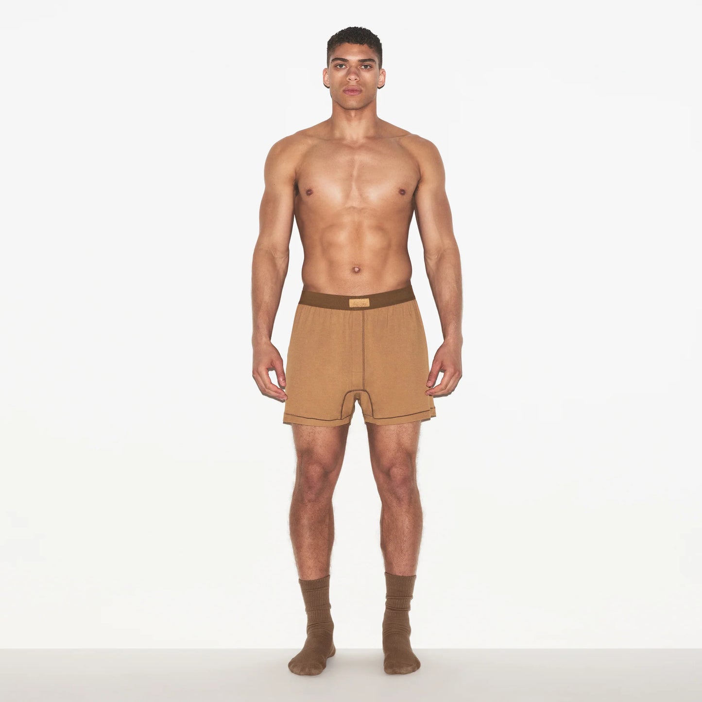 SKIMS COTTON MENS KNIT BOXER 3-PACK | RUSSET MULTI
