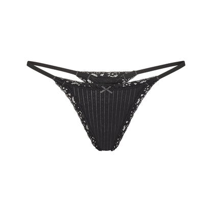 LIGHTWEIGHT COTTON POINTELLE LACE STRING THONG | SOOT TONAL