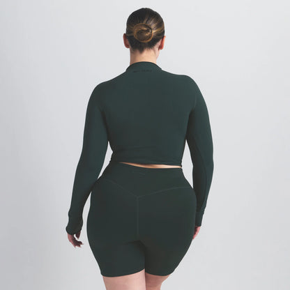 NikeSKIMS VINTAGE SEAMLESS MOCK NECK CROP TOP | DARK TEAL