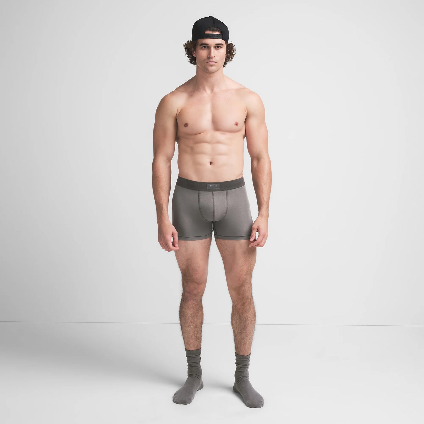 SKIMS COTTON MENS 3" BOXER BRIEF | WASHED GUNMETAL